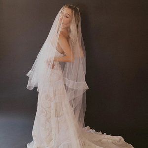 Untamed Petals Smith Veil - Cathedral Length - Ivory - Two Tier